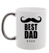Чашка с цветной ручкой Best dad ever с усами Серебро фото