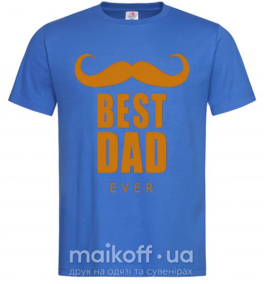 Мужская футболка Best dad ever с усами Ярко-синий фото