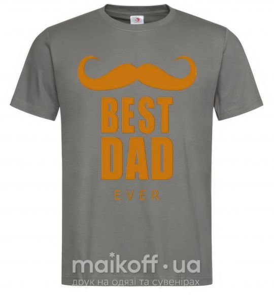 Мужская футболка Best dad ever с усами Графит фото