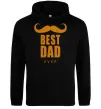 Мужская толстовка (худи) Best dad ever с усами Черный фото