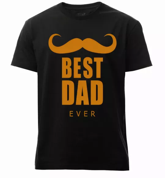 Мужская премиум футболка Best dad ever с усами Черный фото