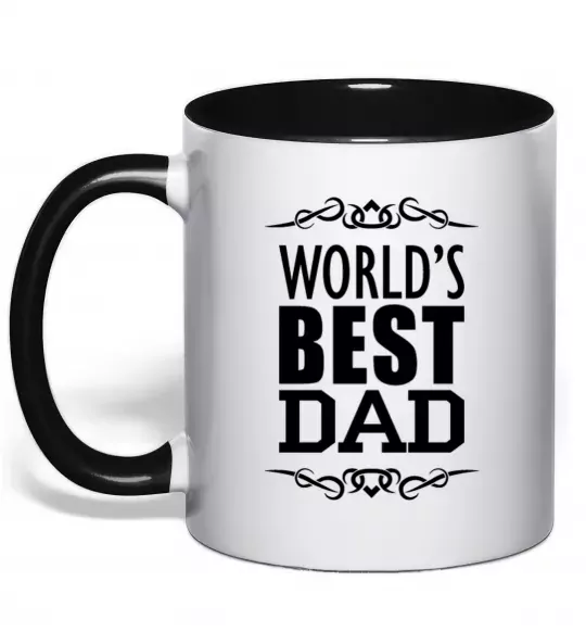 Чашка с цветной ручкой Worlds best dad Черный фото