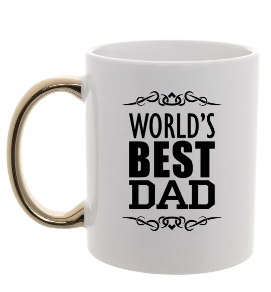 Чашка с цветной ручкой Worlds best dad Золото фото