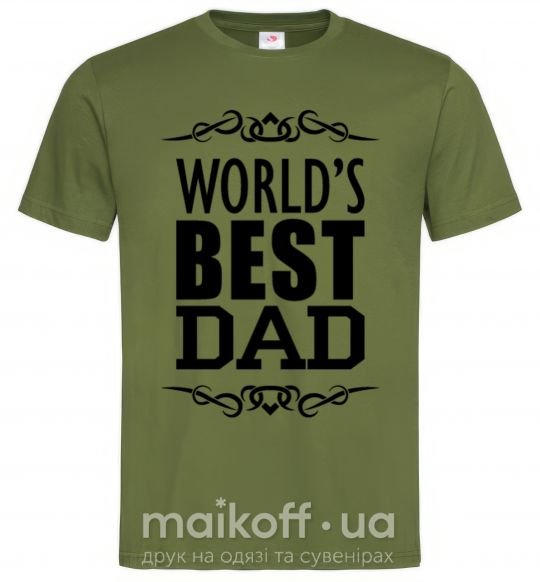 Мужская футболка Worlds best dad Оливковый фото