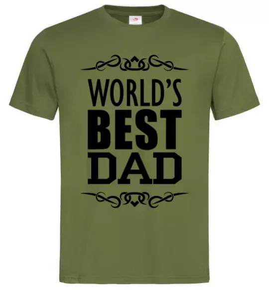 Мужская футболка Worlds best dad Оливковый фото