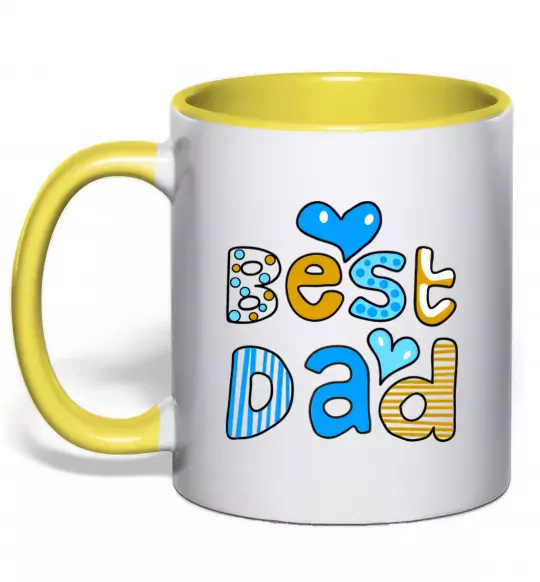 Чашка с цветной ручкой Best dad Солнечно желтый фото