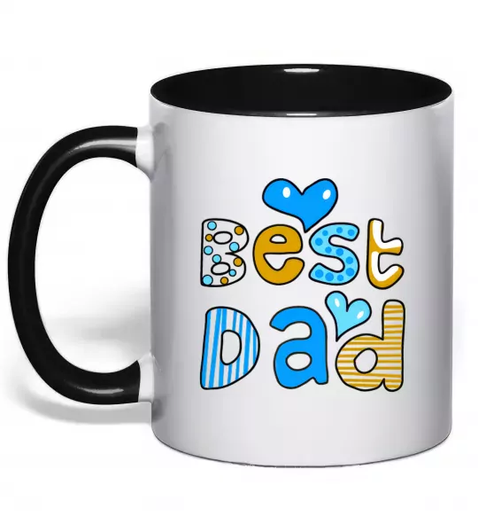 Чашка с цветной ручкой Best dad Черный фото