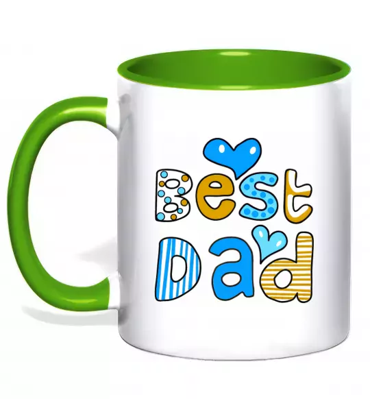 Чашка с цветной ручкой Best dad Зеленый фото