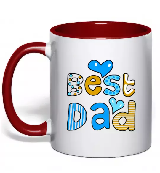 Чашка с цветной ручкой Best dad Красный фото