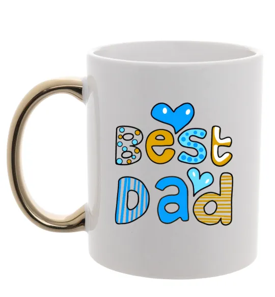 Чашка с цветной ручкой Best dad Золото фото