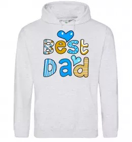 Мужская толстовка (худи) Best dad Серый меланж фото