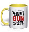 Чашка з кольоровою ручкою I have a beautiful daughter and a gun Сонячно жовтий фото