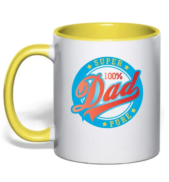 Чашка с цветной ручкой Super Dad 100 pure Солнечно желтый фото