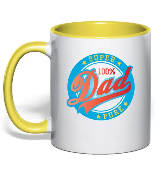 Чашка с цветной ручкой Super Dad 100 pure Лимонный фото