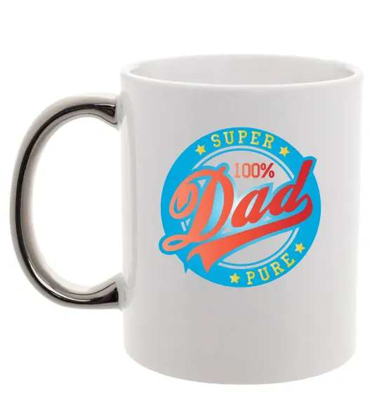 Чашка с цветной ручкой Super Dad 100 pure Серебро фото