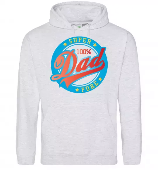 Мужская толстовка (худи) Super Dad 100 pure Серый меланж фото