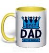 Чашка з кольоровою ручкою Best dad in the world crown Сонячно жовтий фото