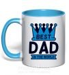 Чашка з кольоровою ручкою Best dad in the world crown Блакитний фото