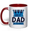 Чашка с цветной ручкой Best dad in the world crown Красный фото