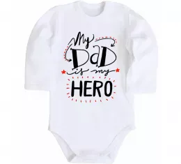 Детский боди My dad is my hero Белый фото