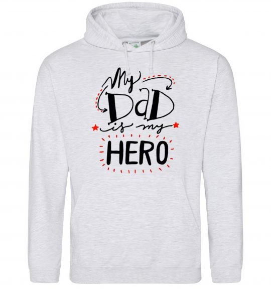 Женская толстовка (худи) My dad is my hero Серый меланж фото