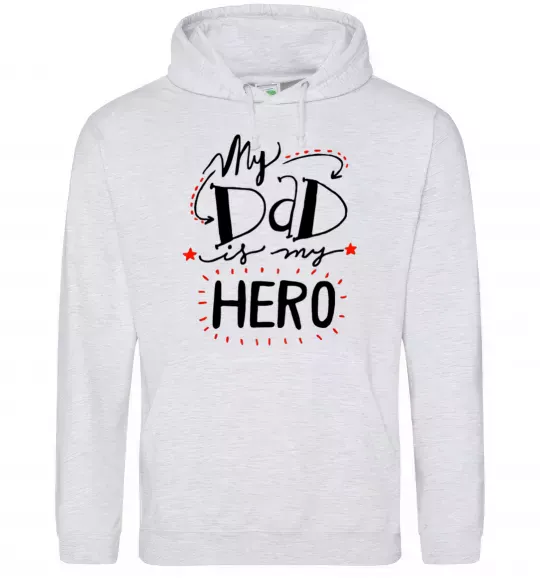 Женская толстовка (худи) My dad is my hero Серый меланж фото