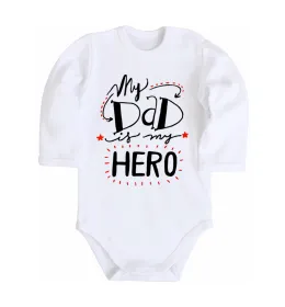 Дитячий бодік My dad is my hero Білий фото