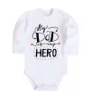 Дитячий бодік My dad is my hero Білий фото