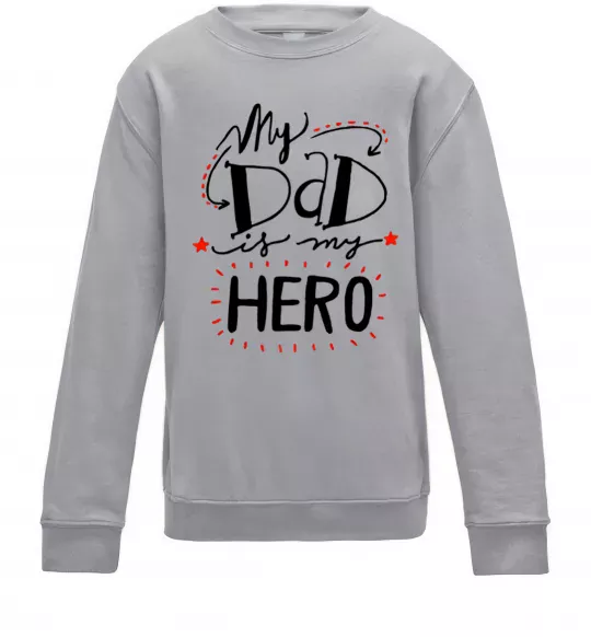 Дитячий світшот My dad is my hero Сірий меланж фото