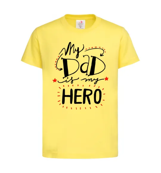Дитяча футболка My dad is my hero Лимонний фото