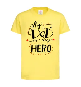 Детская футболка My dad is my hero Лимонный фото