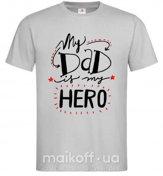 Мужская футболка My dad is my hero Серый фото
