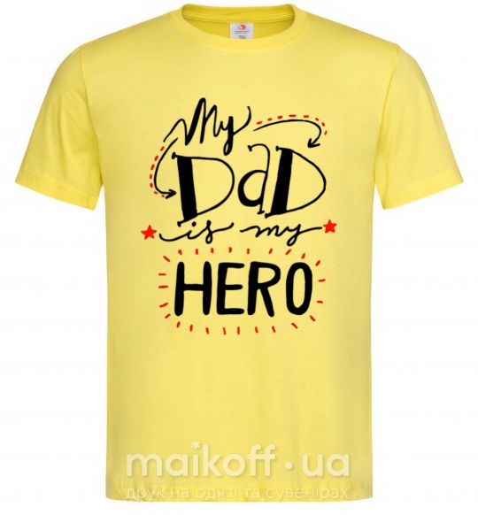 Мужская футболка My dad is my hero Лимонный фото