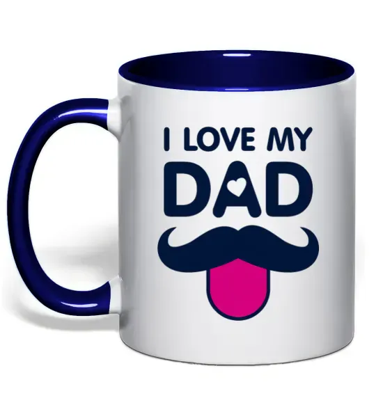 Чашка з кольоровою ручкою I love my dad exclusive Глибокий темно-синій фото
