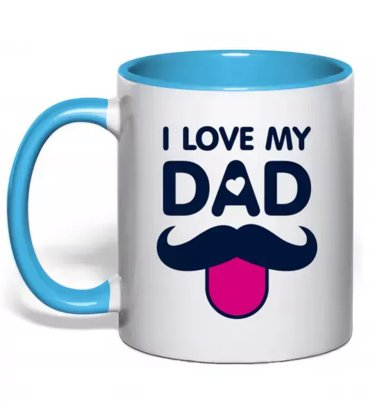 Чашка з кольоровою ручкою I love my dad exclusive Блакитний фото