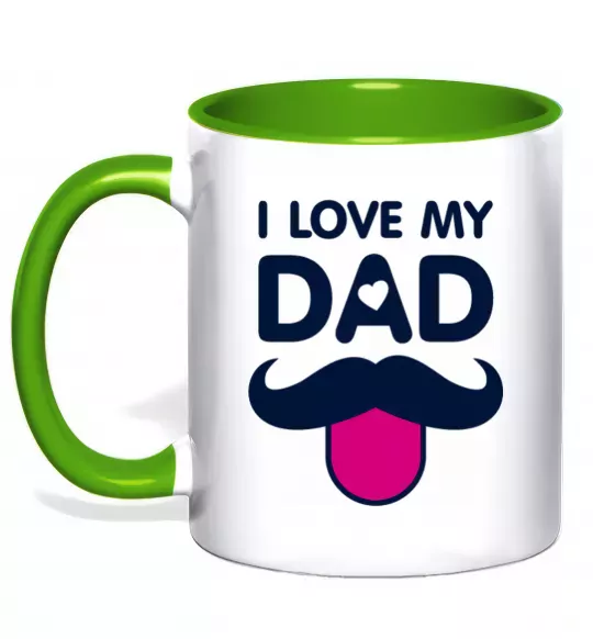 Чашка з кольоровою ручкою I love my dad exclusive Зелений фото