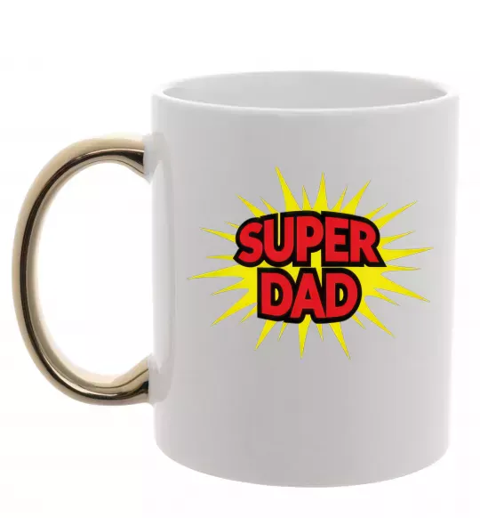 Чашка с цветной ручкой Super Dad Золото фото
