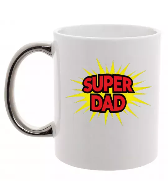 Чашка с цветной ручкой Super Dad Серебро фото