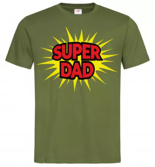 Мужская футболка Super Dad Оливковый фото