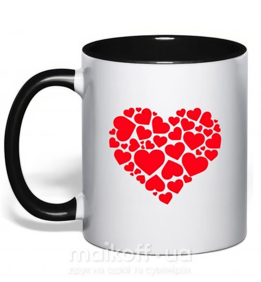 Чашка з кольоровою ручкою Heart with heart Чорний фото