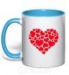 Чашка с цветной ручкой Heart with heart Голубой фото