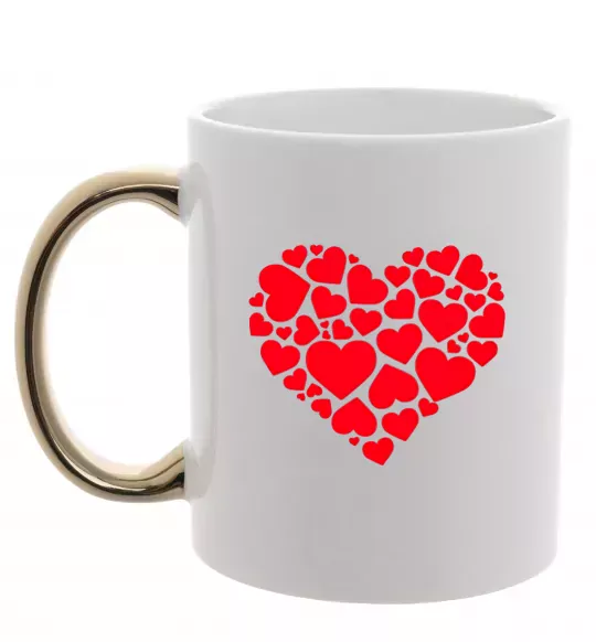 Чашка с цветной ручкой Heart with heart Золото фото