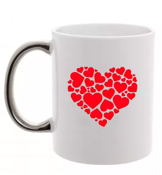 Чашка с цветной ручкой Heart with heart Серебро фото