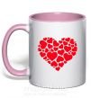 Чашка з кольоровою ручкою Heart with heart Ніжно рожевий фото