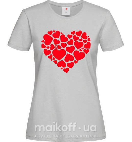 Жіноча футболка Heart with heart Сірий фото