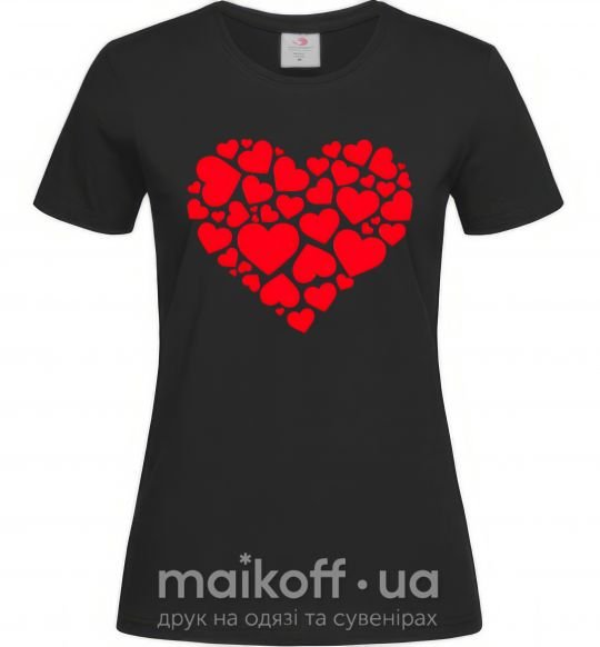 Женская футболка Heart with heart Черный фото