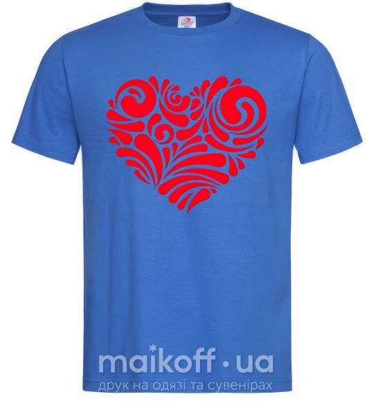 Мужская футболка Сердце в узорах Ярко-синий фото