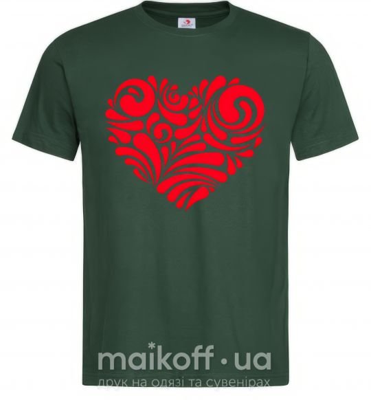 Мужская футболка Сердце в узорах Темно-зеленый фото
