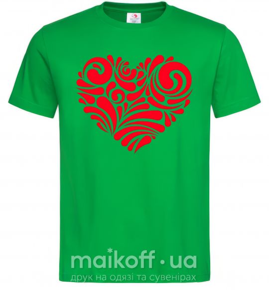 Мужская футболка Сердце в узорах Зеленый фото