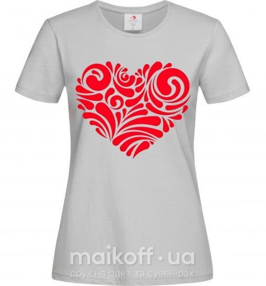 Женская футболка Сердце в узорах Серый фото